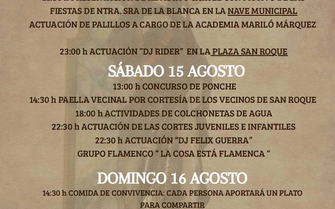 Villablanca se prepara para celebrar sus Fiestas en honor a San Roque del 14 al 16 de agosto